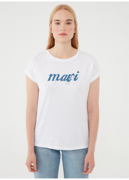 Mavi Bisiklet Yaka Beyaz Kadın T-Shirt M166422-620 - 10