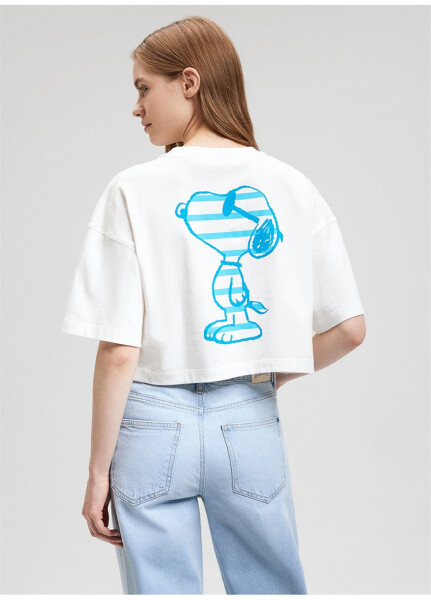 Mavi Bisiklet Yaka Ekru Kadın T-Shirt M1612480-70057-SNOOPY BASKILI TİŞÖRT - 10