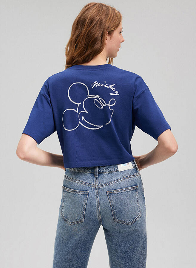 Mavi Bisiklet Yaka Mavi Kadın T-Shirt M1612430-70722-MICKEY MOUSE BASKILI - 2