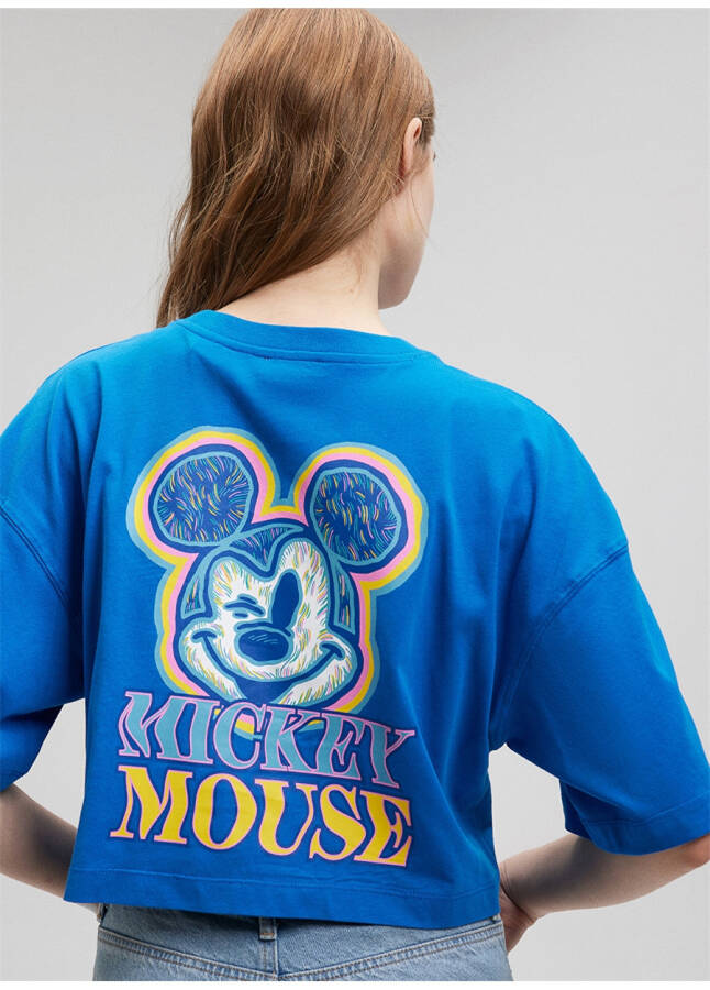 Mavi Bisiklet Yaka Mavi Kadın T-Shirt M1612474-70910-MICKEY MOUSE BASKILI - 8