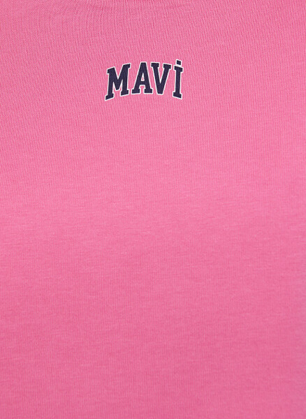 Mavi Bisiklet Yaka Pembe Kadın T-Shirt M1611585-84670-YUVARLAK YAKA KISA KOL - 6