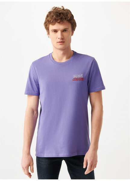 Mavi M066841-34637 Bisiklet Yaka Slim Fit Baskılı Eflatun Erkek T-Shirt - 9