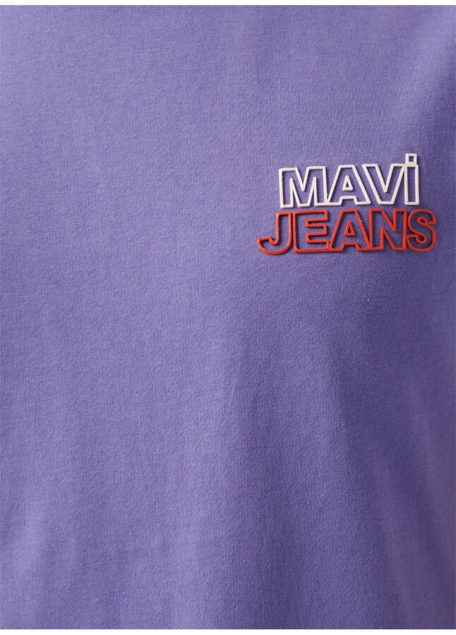 Mavi M066841-34637 Bisiklet Yaka Slim Fit Baskılı Eflatun Erkek T-Shirt - 12