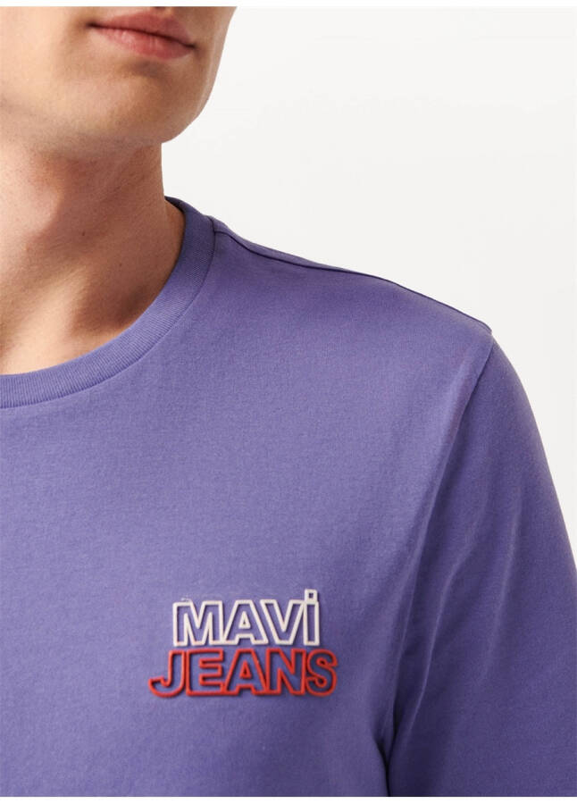 Mavi M066841-34637 Crew Neck Slim Fit Printed Mauve Men's T-Shirt - 11