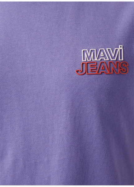 Mavi M066841-34637 Crew Neck Slim Fit Printed Mauve Men's T-Shirt - 12