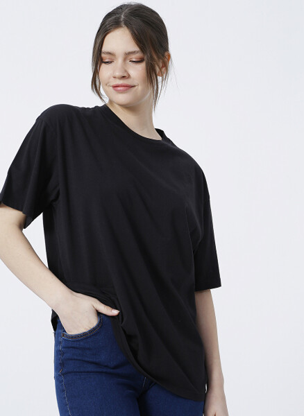 Mavi M1610317-900 Round Neck Regular Fit Black Women's T-Shirt - 1