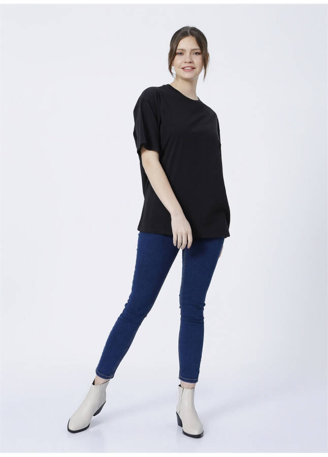 Mavi M1610317-900 Round Neck Regular Fit Black Women's T-Shirt - 7