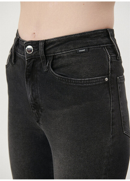 Mavi STAR Dark Smoke Yüksek Bel Dar Paça Mom Fit Antrasit Kadın Denim Pantolon M101077-82224 - 25