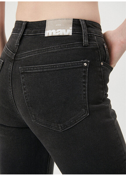 Mavi STAR Dark Smoke Yüksek Bel Dar Paça Mom Fit Antrasit Kadın Denim Pantolon M101077-82224 - 27