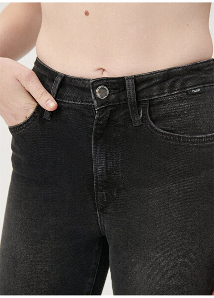 Mavi STAR Dark Smoke Yüksek Bel Dar Paça Mom Fit Antrasit Kadın Denim Pantolon M101077-82224 - 28