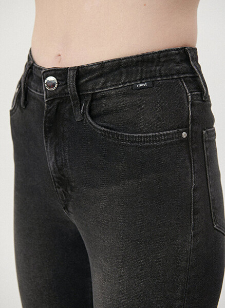 Mavi STAR Dark Smoke Yüksek Bel Dar Paça Mom Fit Antrasit Kadın Denim Pantolon M101077-82224 - 15