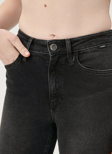 Mavi STAR Dark Smoke Yüksek Bel Dar Paça Mom Fit Antrasit Kadın Denim Pantolon M101077-82224 - 18