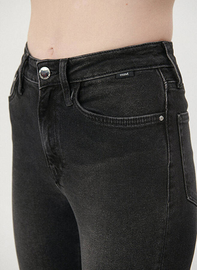 Mavi STAR Dark Smoke Yüksek Bel Dar Paça Mom Fit Antrasit Kadın Denim Pantolon M101077-82224 - 5