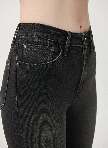 Mavi STAR Dark Smoke Yüksek Bel Dar Paça Mom Fit Antrasit Kadın Denim Pantolon M101077-82224 - 6