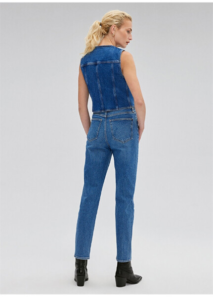 Mavi STAR Mid Brushed Deni Yüksek Bel Dar Paça Mom Fit Mavi Kadın Denim Pantolon M101077-85611 - 18