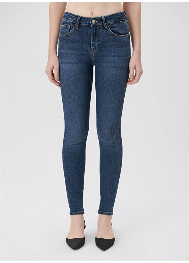 Mavi Yüksek Bel Bel Dar Paça Skinny Fit Kadın Denim Pantolon 1067835246 - 19