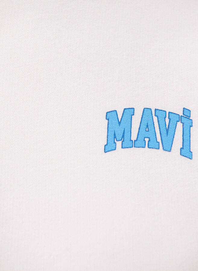 Mavi Yuvarlak Yaka Beyaz Kadın Sweatshırt M1611601-620 LOGO KISA SWEATSHIRT B - 6