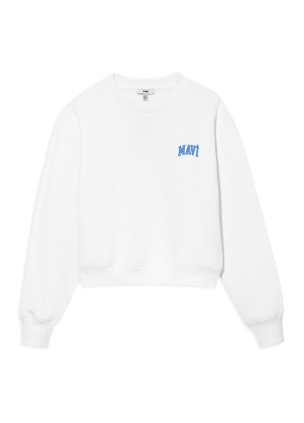 Mavi Yuvarlak Yaka Beyaz Kadın Sweatshırt M1611601-620 LOGO KISA SWEATSHIRT B - 14