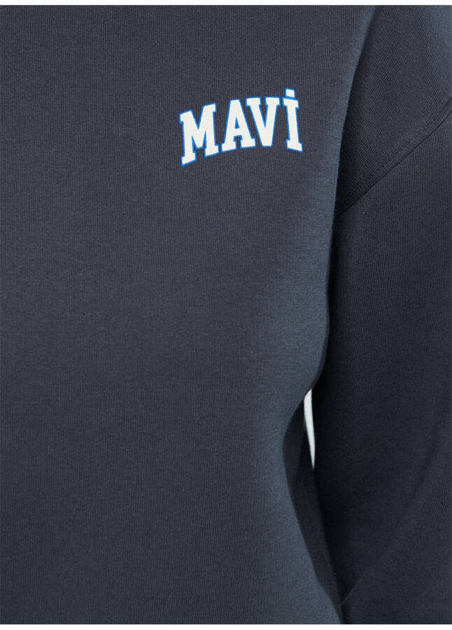 Mavi Yuvarlak Yaka Mavi Kadın Sweatshırt M1611601-70763 LOGO KISA SWEATSHIRT - 4