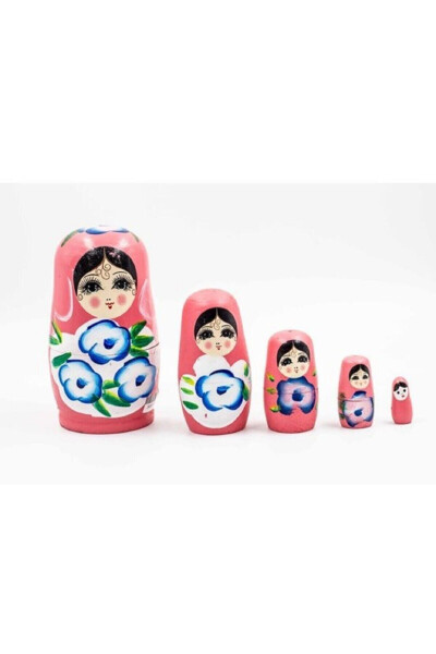 Max Matryoshka Qo'g'irchoq Pushti Yog'och 5 dona - 1