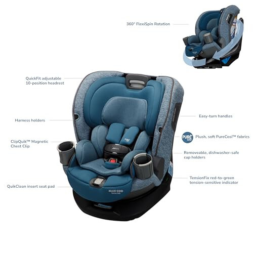 Maxi-Cosi Emme 360 Car Seat: Rotating Car Seat 360, All-in-One Convertible, Car Seat 360 Rotation, Swivel Car Seat in Pacific Wonder - 4