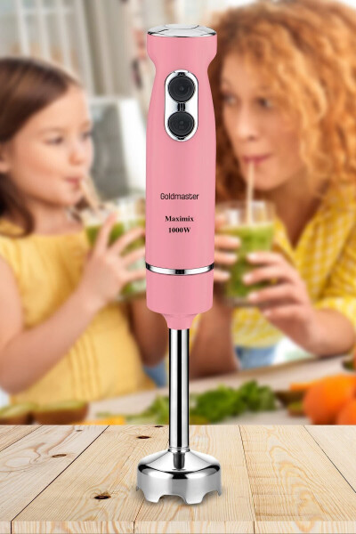 Maximix Pink 1000 Watt 4 Blade Stainless Steel Turbo Speed Adjustable Hand Blender - 31