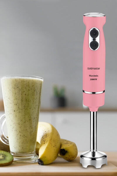 Maximix Pink 1000 Watt 4 Blade Stainless Steel Turbo Speed Adjustable Hand Blender - 5