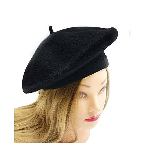 MAYMII Wool Black Beret Hat - French Beret -Solid Color Beret Cap for Women Girls - 5