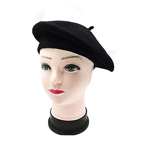 MAYMII Wool Black Beret Hat - French Beret -Solid Color Beret Cap for Women Girls - 7