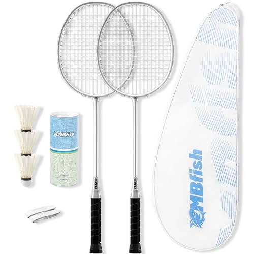 MBFISH Badminton Racket Set with 2 Carbon Fiber Rackets, 3 Shuttlecocks, 2 Replacement Racket Grip Tapes and 1 Badminton Bag - Perfect for Beginners & Outdoor Games - 3