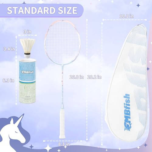 MBFISH Badminton Racket Set with 2 Carbon Fiber Rackets, 3 Shuttlecocks, 2 Replacement Racket Grip Tapes and 1 Badminton Bag - Perfect for Beginners & Outdoor Games - 4