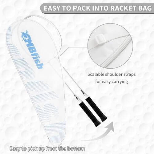 MBFISH Badminton Racket Set with 2 Carbon Fiber Rackets, 3 Shuttlecocks, 2 Replacement Racket Grip Tapes and 1 Badminton Bag - Perfect for Beginners & Outdoor Games - 5