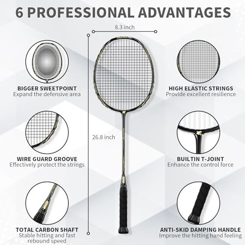 MBFISH Badminton Racket Set with 2 Carbon Fiber Rackets, 3 Shuttlecocks, 2 Replacement Racket Grip Tapes and 1 Badminton Bag - Perfect for Beginners & Outdoor Games - 3