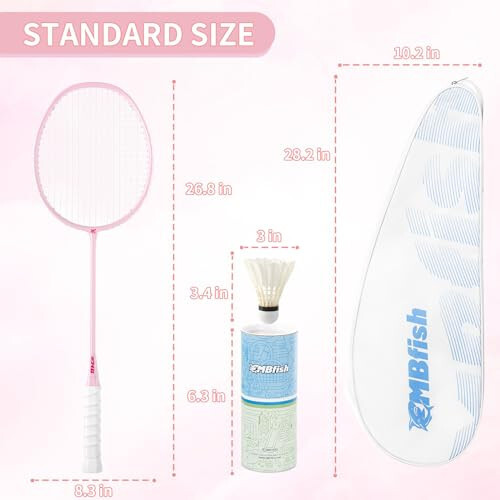 MBFISH Badminton Raketi Seti, 2 Karbon Fiber Raketi, 3 Çift Kişilik Top, 2 Yedek Raketi Sapı Bandı ve 1 Badminton Çantası İçerir - Yeni Başlayanlar ve Açık Hava Oyunları İçin Mükemmel - 4