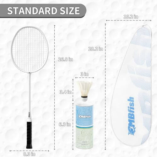 MBFISH Badminton Raketi Seti 2 Karbon Fiber Raketi, 3 Şutlkok, 2 Yedek Raketi Kavrama Bandı ve 1 Badminton Çantası ile - Başlangıç ​​Oyuncuları ve Açık Hava Oyunları İçin Mükemmel - 4