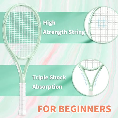 MBFISH Tennis Racket - Super Value Set with Pre-Strung, Comfortable Handle, 27'' Tennis Racquet for Adults, Includes 3 Tennis Balls, 2 Overgrips and 1 Tennis Bag - 3