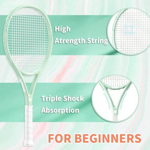 MBFISH Tennis Racket - Super Value Set with Pre-Strung, Comfortable Handle, 27'' Tennis Racquet for Adults, Includes 3 Tennis Balls, 2 Overgrips and 1 Tennis Bag - 3