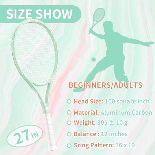 MBFISH Tennis Racket - Super Value Set with Pre-Strung, Comfortable Handle, 27'' Tennis Racquet for Adults, Includes 3 Tennis Balls, 2 Overgrips and 1 Tennis Bag - 4