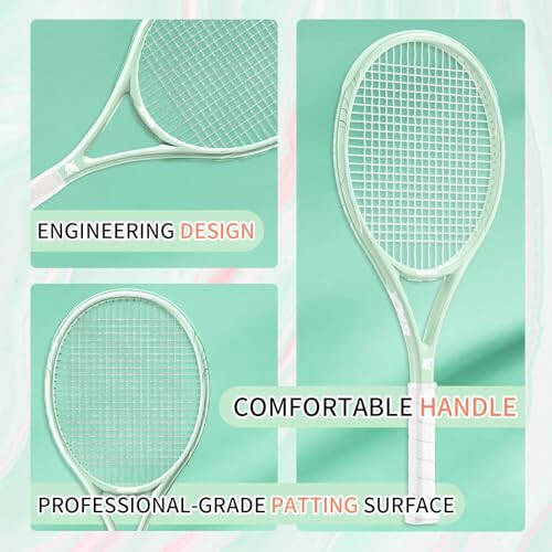 MBFISH Tennis Racket - Super Value Set with Pre-Strung, Comfortable Handle, 27'' Tennis Racquet for Adults, Includes 3 Tennis Balls, 2 Overgrips and 1 Tennis Bag - 5