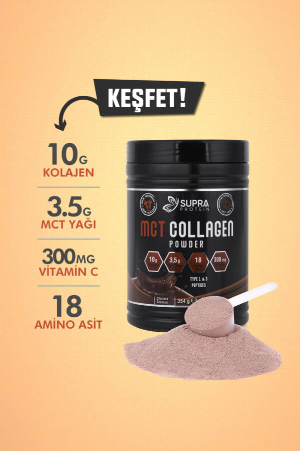 MCT Collagen Powder 354 G - Collagen + MCT Oil + Vitamin C + Prebiotic Acacia Gum - Chocolate - 2