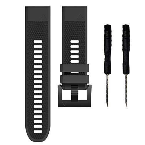 MCXGL 26mm Quick Fit Rubber Band Compatible with Garmin Fenix 5X/Fenix 5X Plus/Fenix 6X/Fenix 3HR/Fenix 3 Silicone Smart Wristband - 1