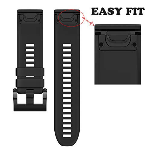 MCXGL 26mm Quick Fit Rubber Band Compatible with Garmin Fenix 5X/Fenix 5X Plus/Fenix 6X/Fenix 3HR/Fenix 3 Silicone Smart Wristband - 3