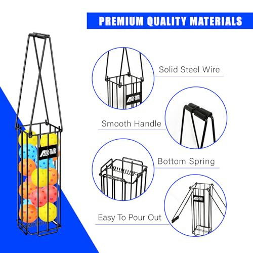 MDTMR Portable Pickleball & Tennis Ball Hopper Basket Picker Upper,Tennis Hopper Basket with Handle for Easy Pickup,Tennis Ball Basket Pickup Hopper for Picking and Storage Training Tool for Ball - 4