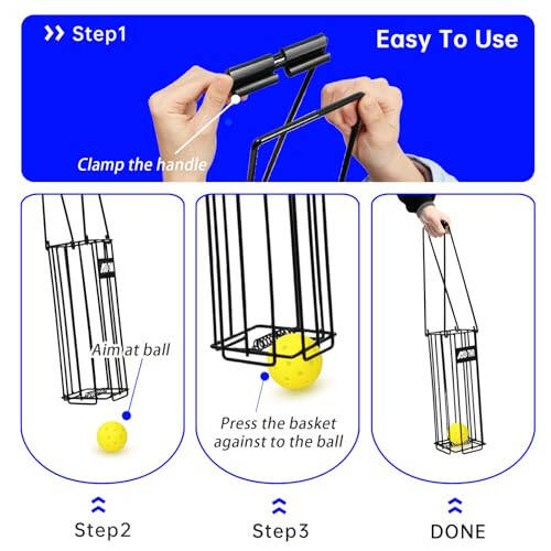 MDTMR Portable Pickleball & Tennis Ball Hopper Basket Picker Upper,Tennis Hopper Basket with Handle for Easy Pickup,Tennis Ball Basket Pickup Hopper for Picking and Storage Training Tool for Ball - 5