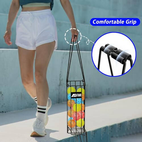 MDTMR Portable Pickleball & Tennis Ball Hopper Basket Picker Upper,Tennis Hopper Basket with Handle for Easy Pickup,Tennis Ball Basket Pickup Hopper for Picking and Storage Training Tool for Ball - 6