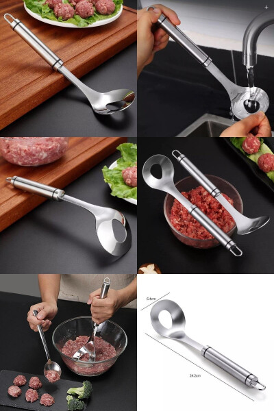 Meatball Making Spoon, Soup Meatball Mincer, Meat Vegetable Rice Dumpling Home Kitchen Perforated Casting Spoon - 8