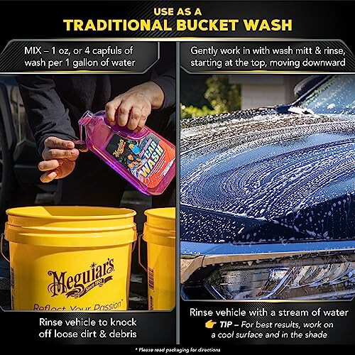 Meguiar's Deep Crystal Car Wash - Car Wash Shampoo that Cleans Paint, Enhances Gloss, and Preserves Wax Protection, pH Balanced Car Wash Soap with Excellent Foaming Action, 64 Oz - 4