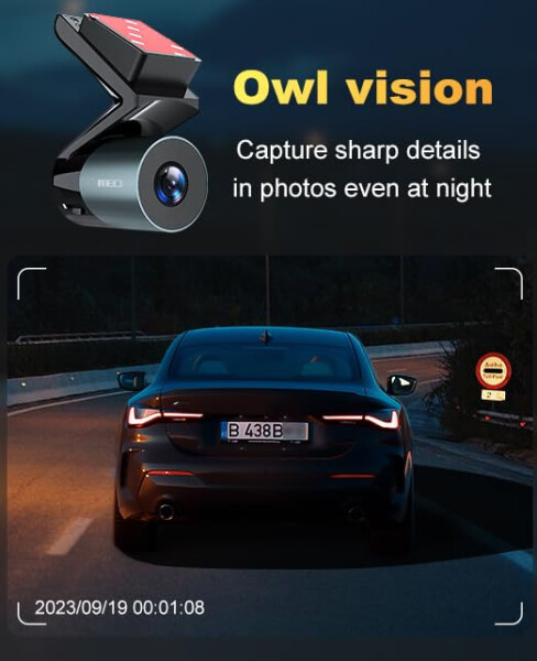 MEIDI Dash Cam 1080P Araba Kamerası, Arabalar İçin Dash Kamera, Ücretsiz 32GB SD Kart, Gece Görüşlü Ön Dash Kamera, Uygulama ile WiFi Araba Kamerası, 24 Saat Park Modu, Hareket Algılama, Döngü Kaydı, G-Sensör - 4