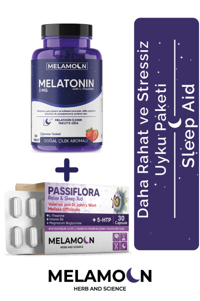 Melatonin 3 Mg, Pasiflora, 5-HTP ve Magnezyum - Kaliteli ve Stressiz Uyku Paketi - 5