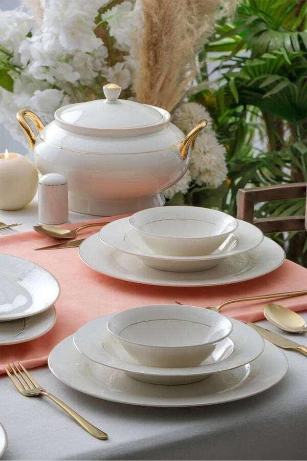 Melinie 60 Piece 12 Person Gold Porcelain Dinner Set - 1